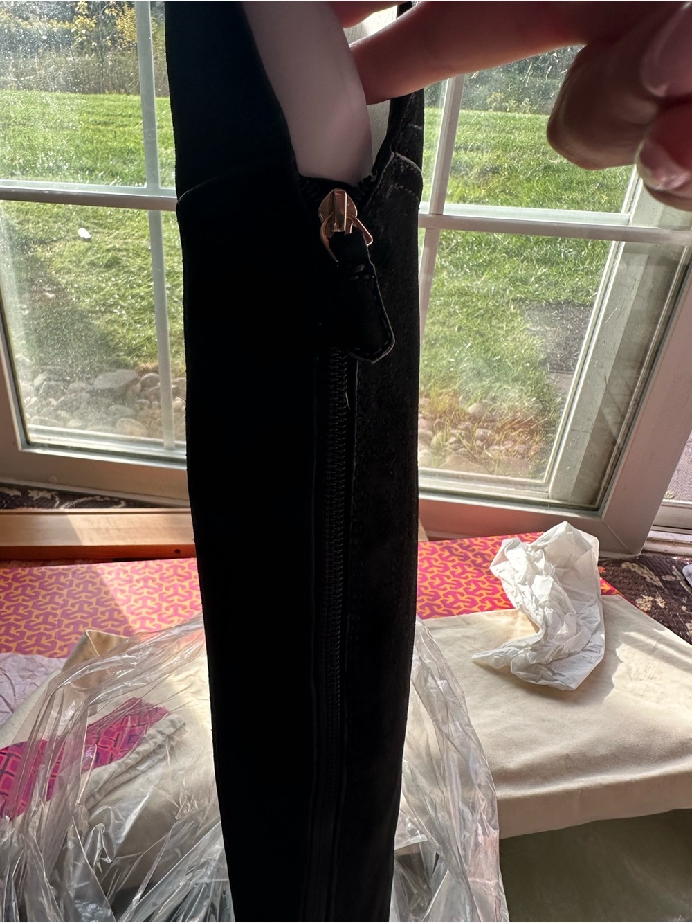 Tory Burch Simone black suede women’s Tall Boot